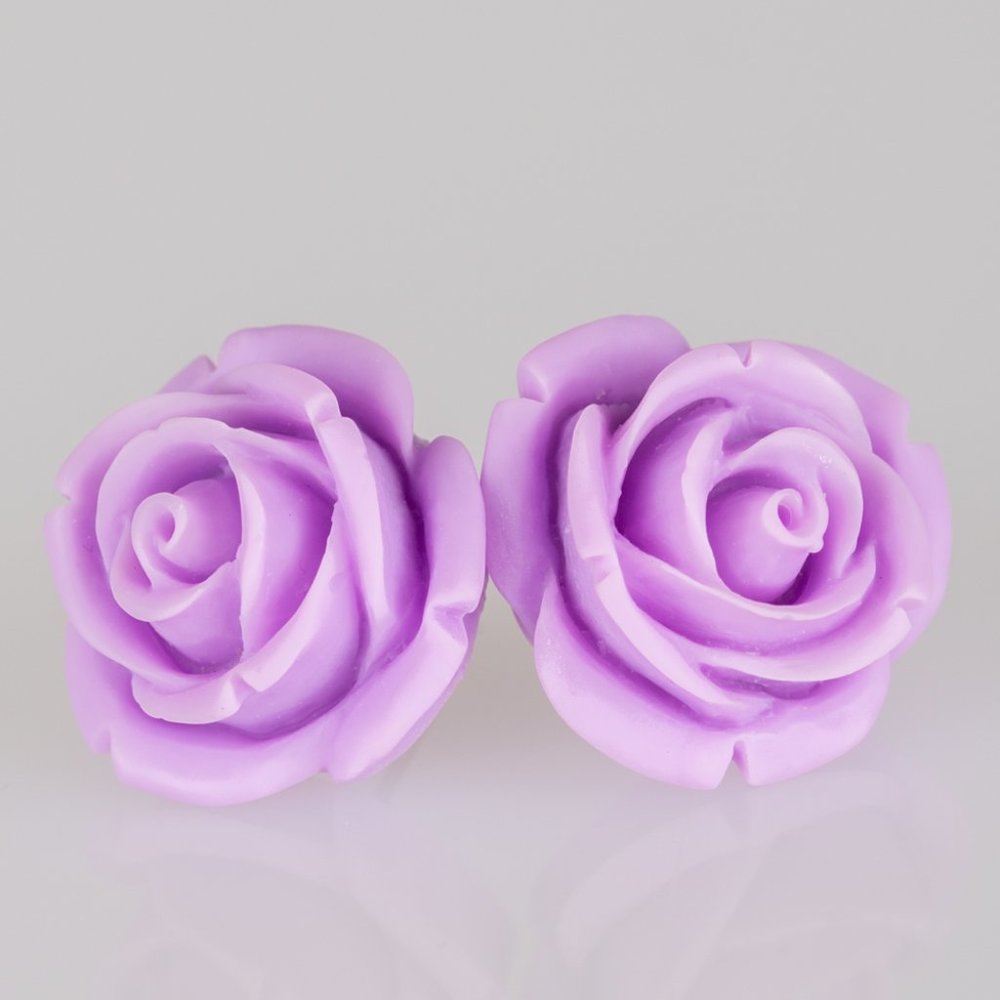 Pretty Purple Rosette Resin Post Earring Paparazzi